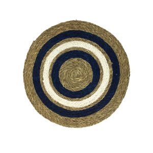 Woven Round Ripple Placemat - Blue & White