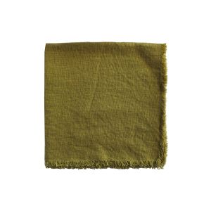 Linen Napkin w Frayed edge - Moss